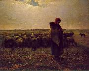 Jean-Franc Millet Shepherdess with her flock china oil painting reproduction